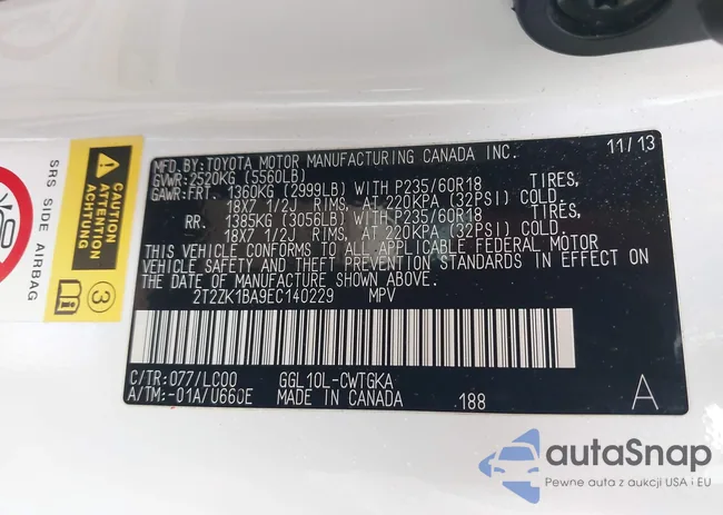 2T2ZK1BA9EC140229: 43831045