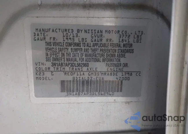 3N1AB7AP3DL562960: 43831074