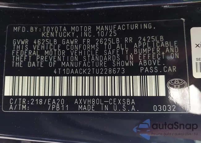 4T1DAACK2TU228673: 43831158