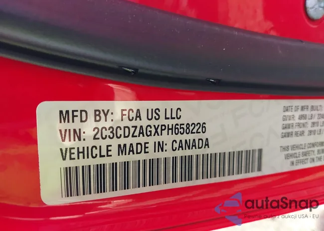 2C3CDZAGXPH658226: 43831240