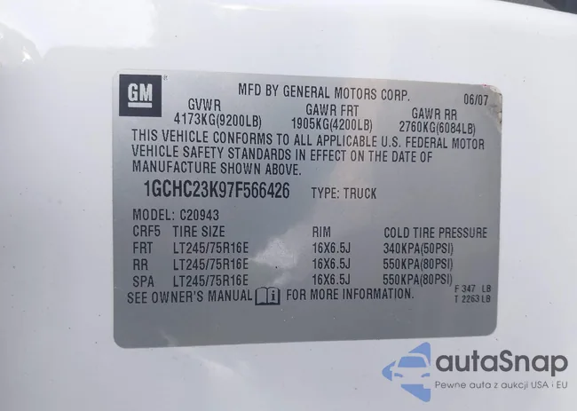 1GCHC23K97F566426: 43831242