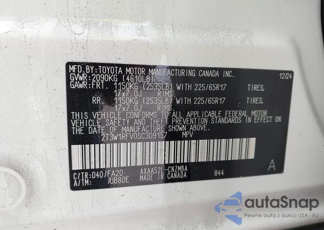 2T3W1RFV0SC309157: 43831279