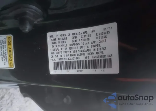 1HGCR2F38DA103846: 43831326