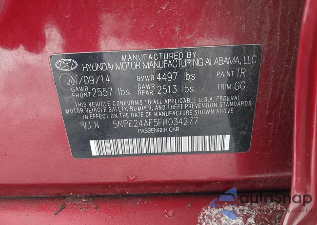 5NPE24AF5FH034277: 43831363