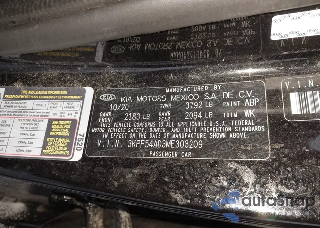 3KPF54AD3ME303209: 43831429