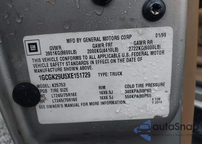 1GCGK29U5XE151729: 43831473