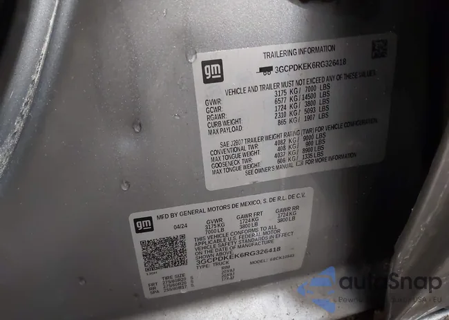 3GCPDKEK6RG326418: 43830623