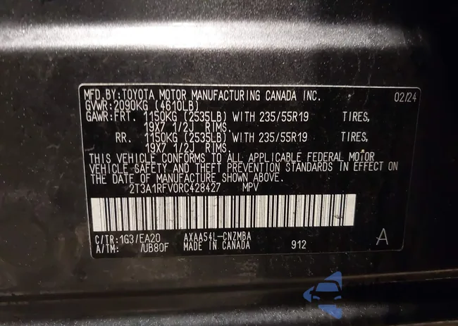 2T3A1RFV0RC428427: 43830799