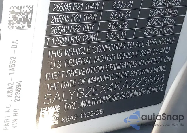 SALYB2EX4KA223694: 43830859