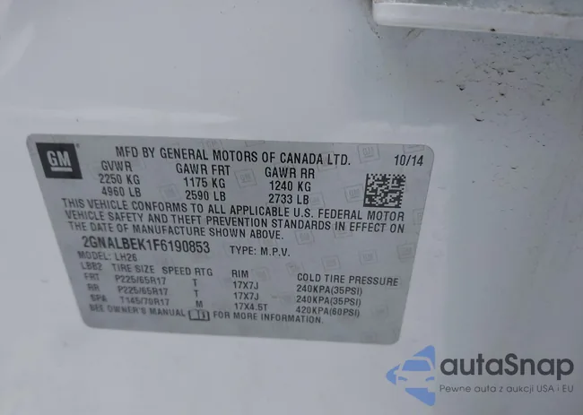 2GNALBEK1F6190853: 43832069