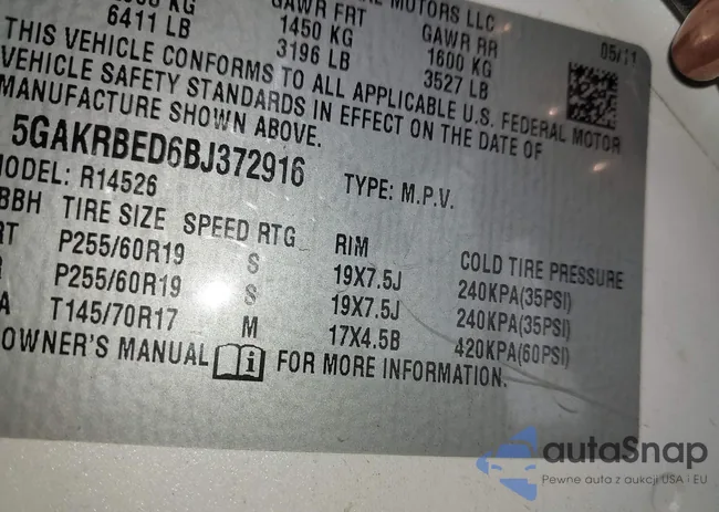 5GAKRBED6BJ372916: 43832097