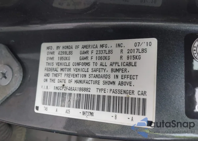 1HGCP2F46AA186882: 43832262