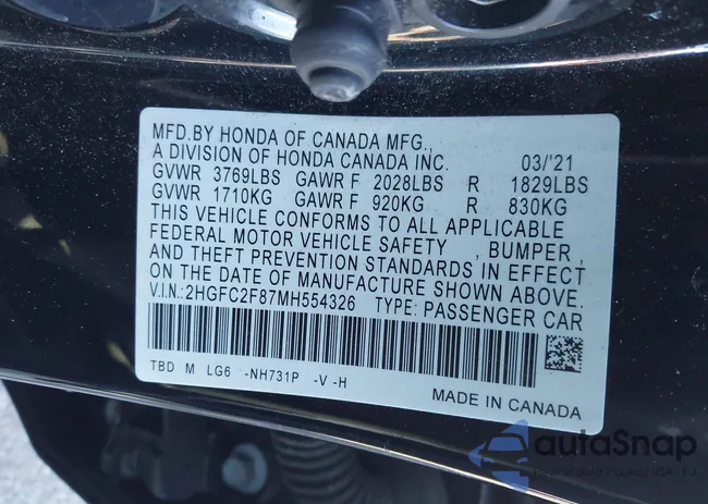 2HGFC2F87MH554326: 43832275