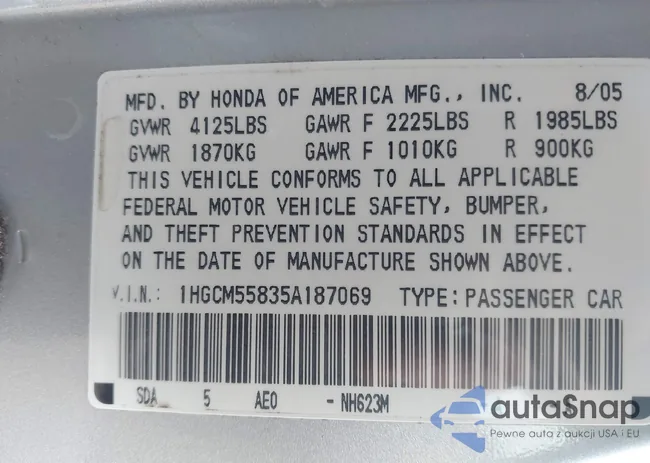 1HGCM55835A187069: 43832356