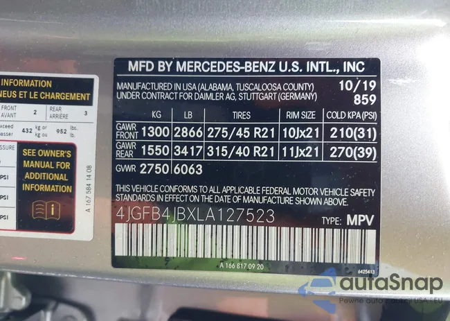 4JGFB4JBXLA127523: 43832465