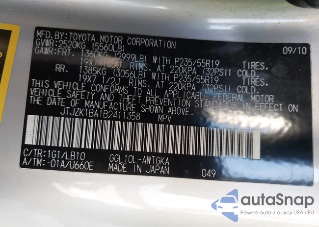 JTJZK1BA1B2411358: 43832501