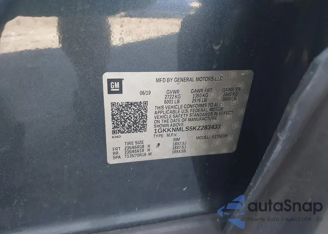 1GKKNMLS5KZ283433: 43831508