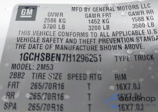 1GCHSBEN7H1296251: 43831653