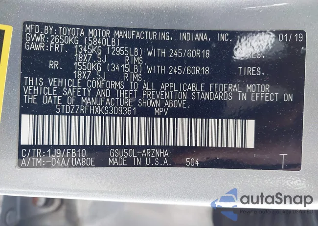 5TDZZRFHXKS309361: 43831796