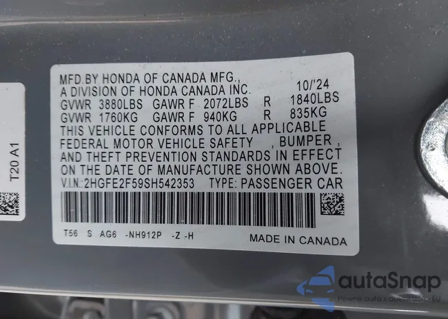 2HGFE2F59SH542353: 43831860