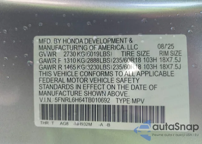 5FNRL6H64TB010692: 43831872
