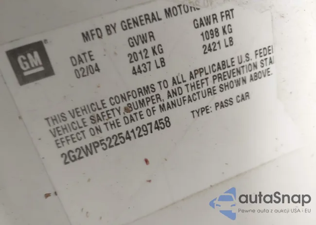 2G2WP522541297458: 43832929