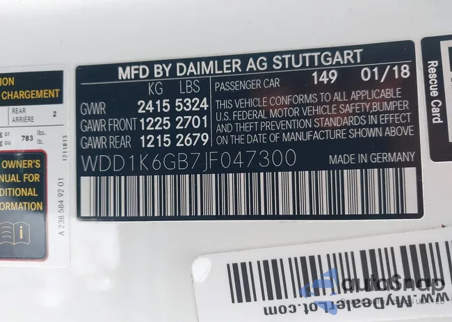 WDD1K6GB7JF047300: 43832969