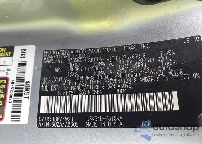 5TFEY5F1XBX100564: 43833092