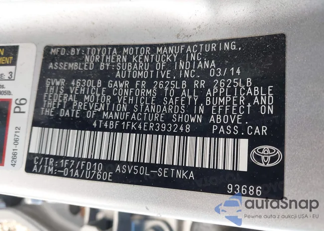 4T4BF1FK4ER393248: 43833148