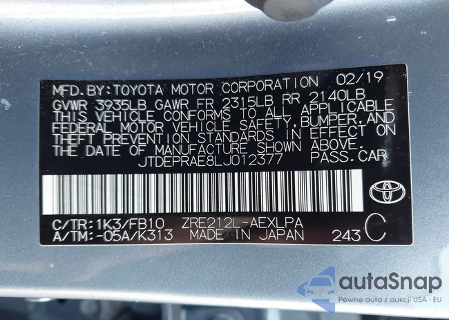 JTDEPRAE8LJ012377: 43833306