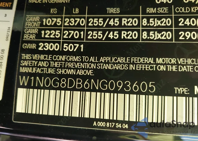 W1N0G8DB6NG093605: 43833352