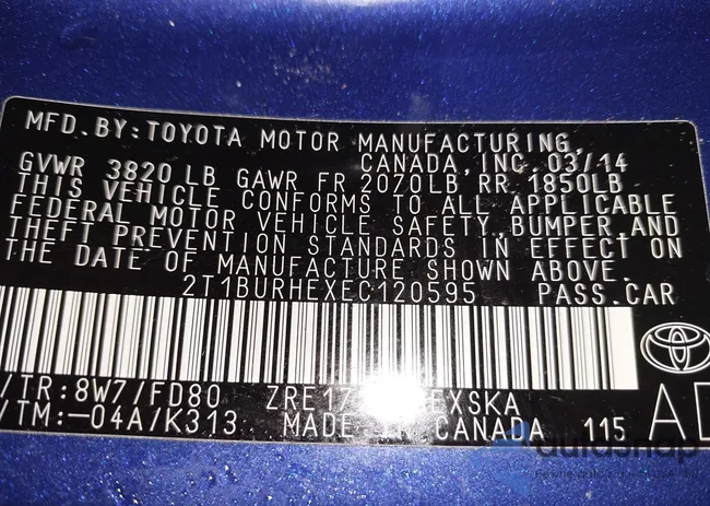 2T1BURHEXEC120595: 43833489