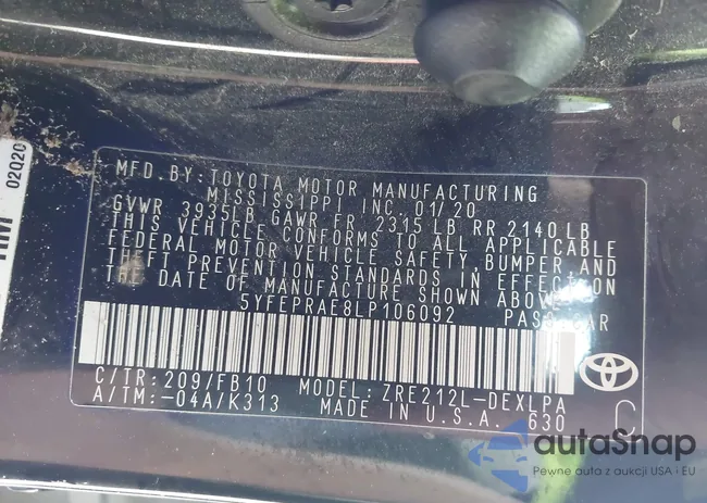 5YFEPRAE8LP106092: 43832530