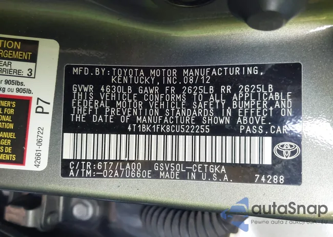 4T1BK1FK8CU522255: 43832615