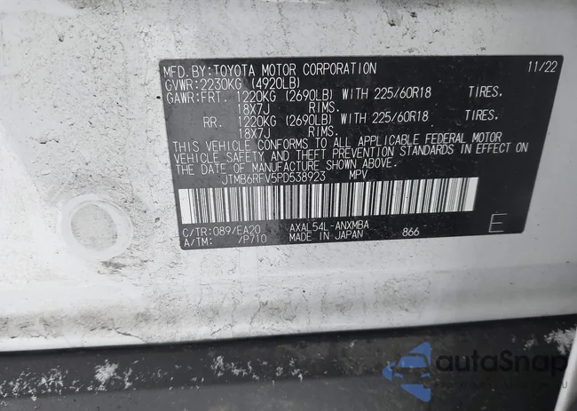 JTMB6RFV5PD538923: 43832674