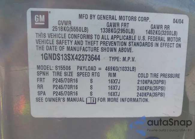 1GNDS13SX42373644: 43834021