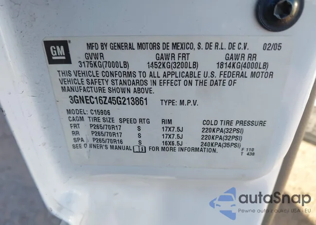 3GNEC16Z45G213861: 43834132