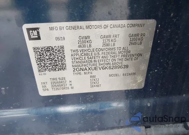 2GNAXUEV6K6289639: 43834198