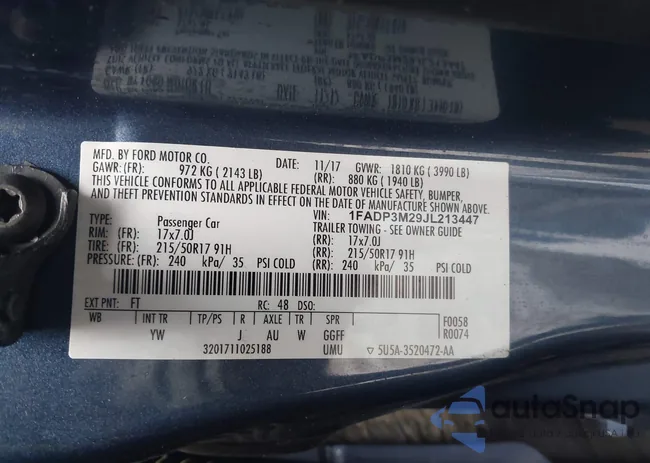 1FADP3M29JL213447: 43834202