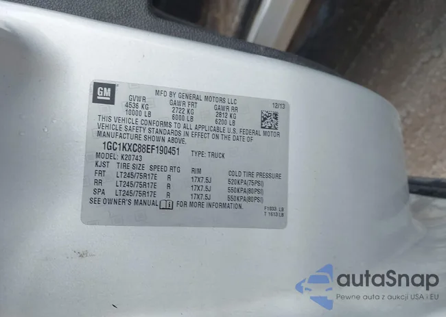 1GC1KXC88EF190451: 43834233