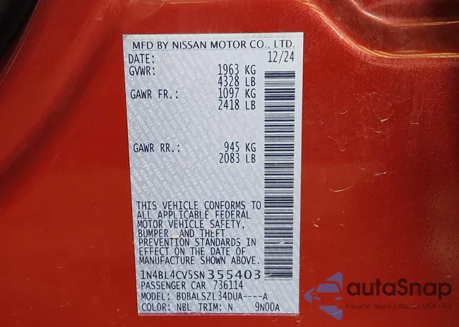 1N4BL4CV5SN355403: 43834236