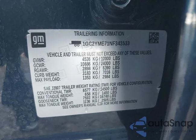 1GC2YME71NF343533: 43834287