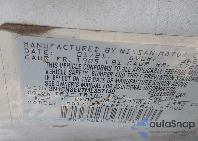 3N1CN8EV7ML857140: 43834298