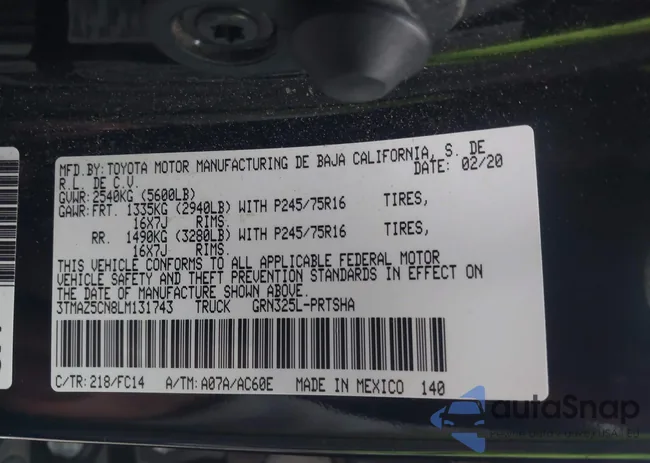 3TMAZ5CN8LM131743: 43834353