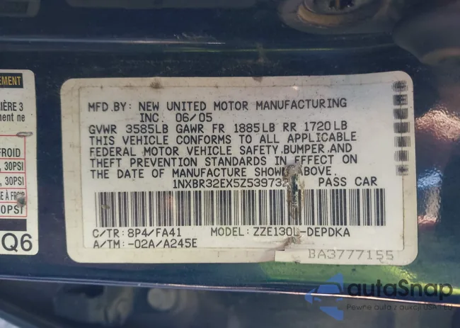 1NXBR32EX5Z539732: 43834490