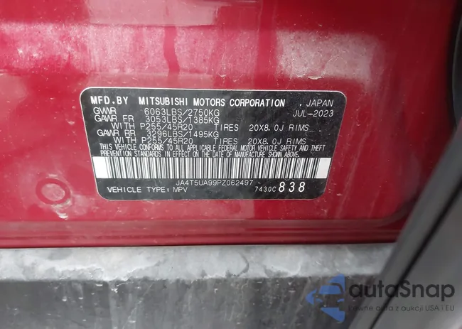 JA4T5UA99PZ062497: 43833586