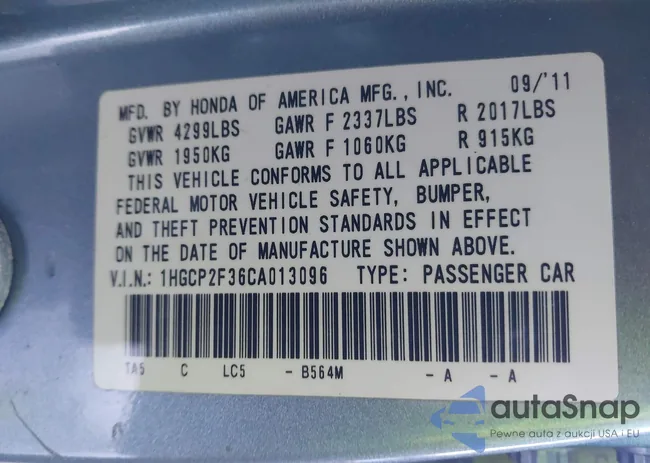 1HGCP2F36CA013096: 43833895