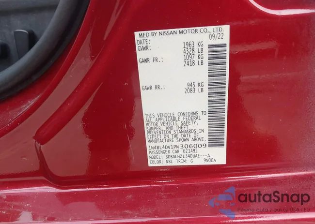 1N4BL4DV1PN306009: 43834994