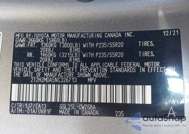 2T2HZMDA5NC326713: 43835470