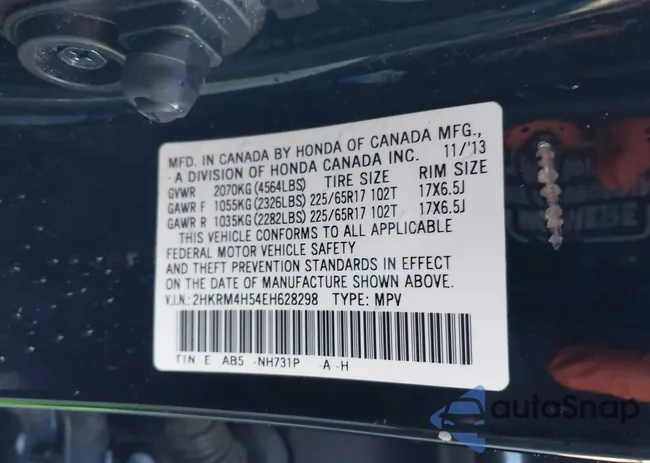 2HKRM4H54EH628298: 43834578